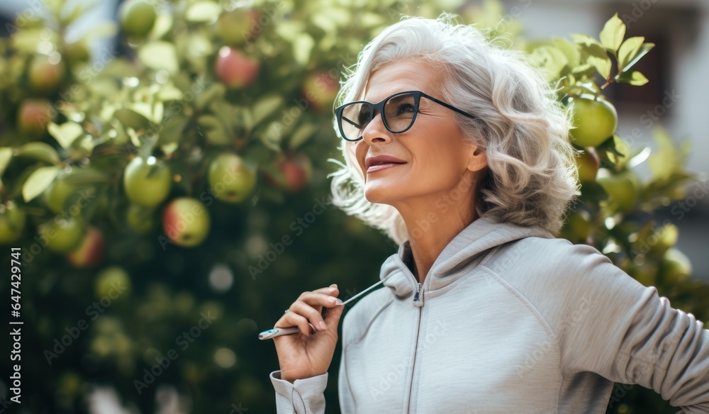 Elderly woman sitting outdoor