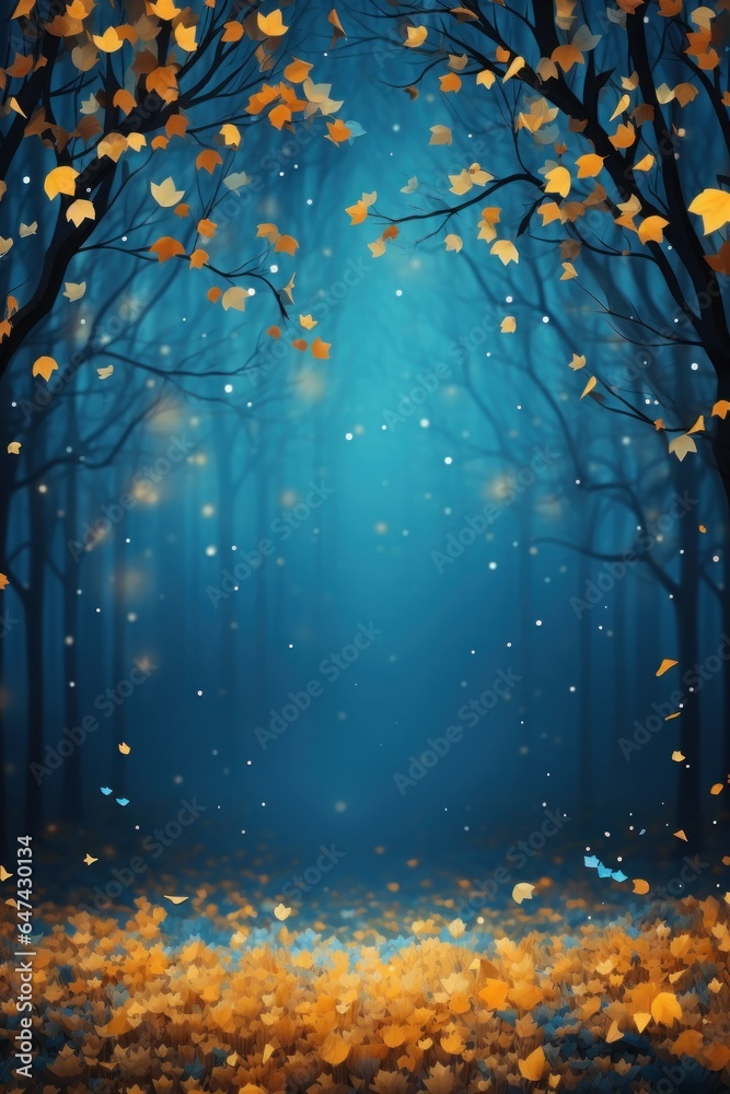 Autumn background with falling leaves