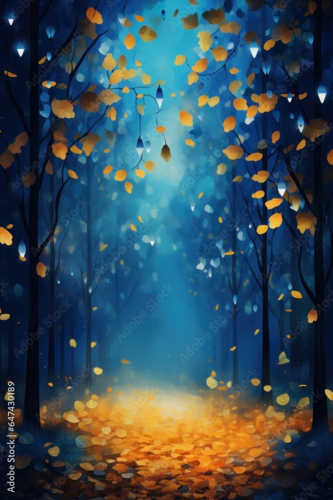 Autumn background with falling leaves