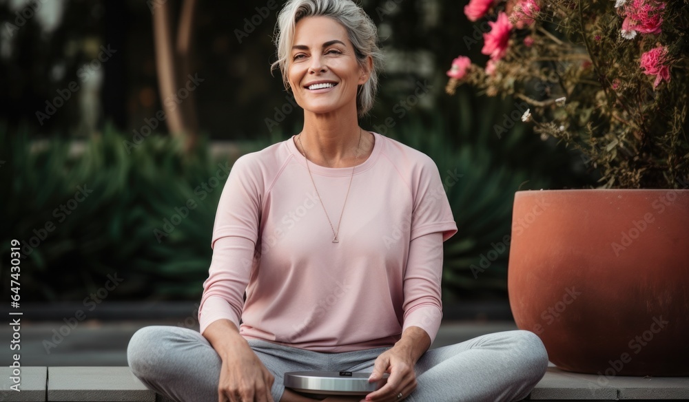 Elderly woman sitting outdoor