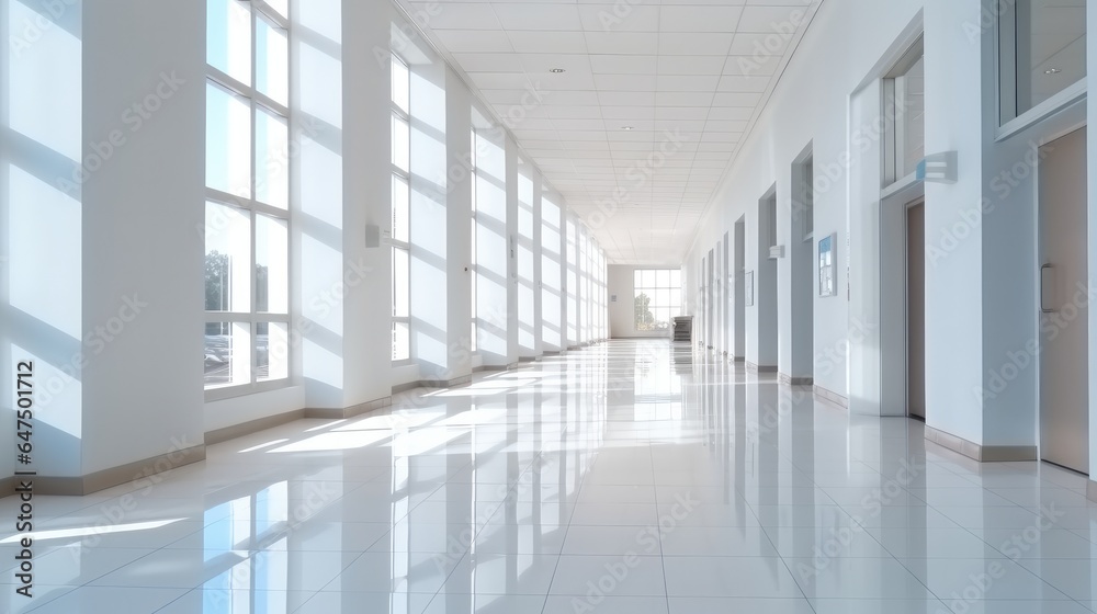 Modern clinic entrance hall contains a spacious, Bright.