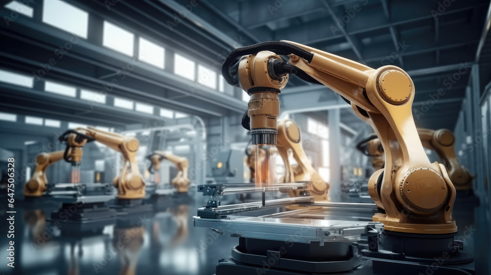 Robotic arm production lines, Industrial machinery.