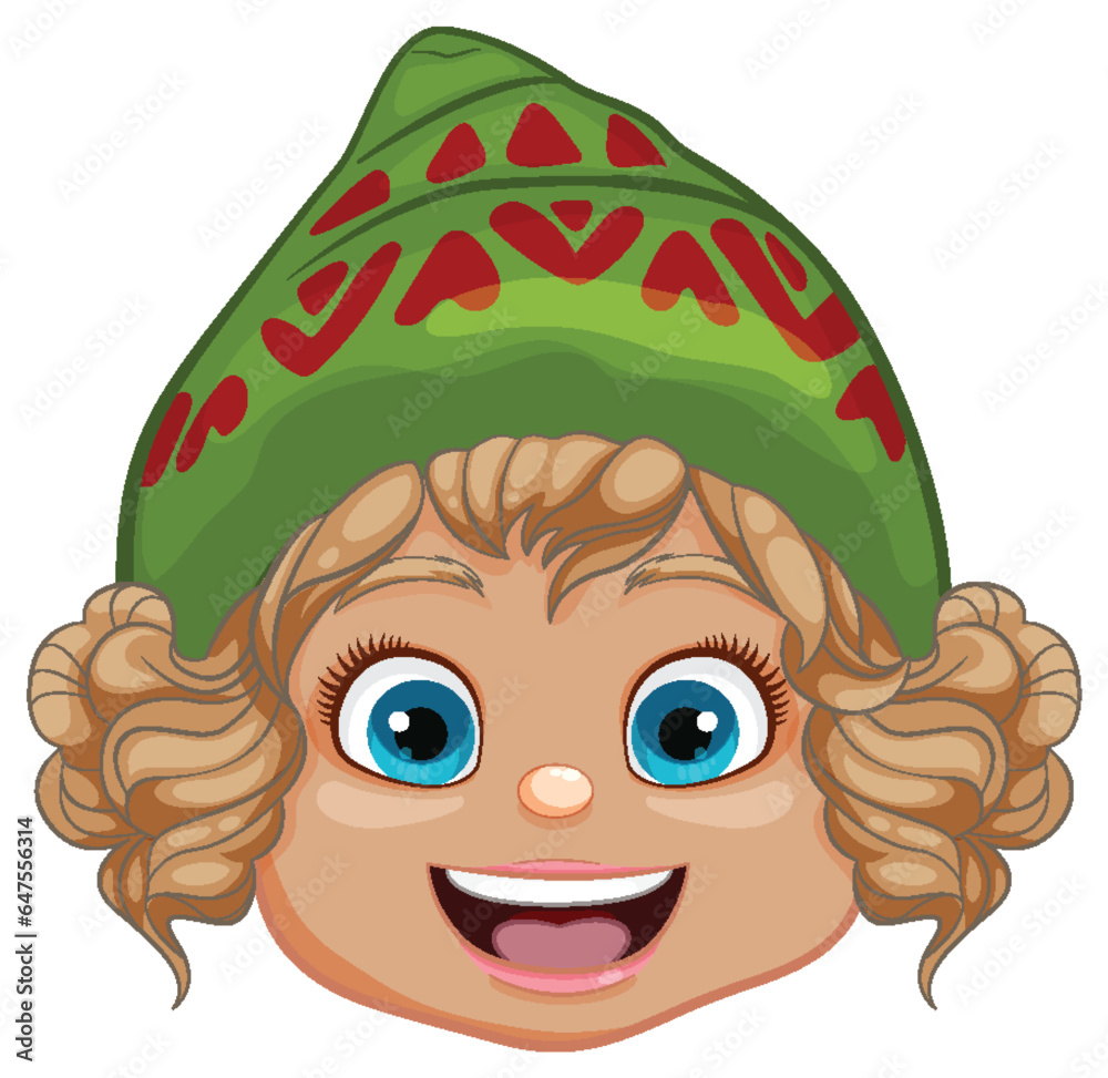 Cheerful Girl with Party Beanie Hat