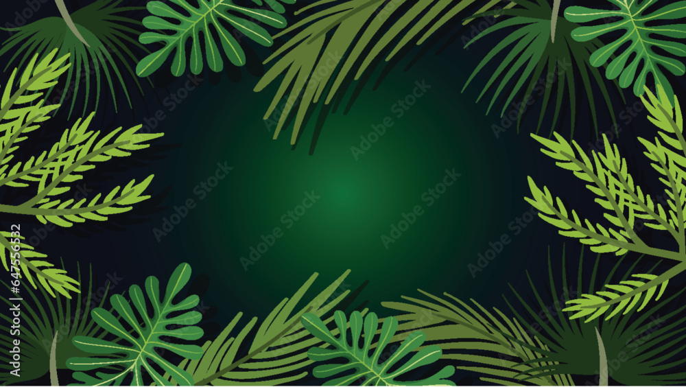 Green Tropical Plants Border Frame Background