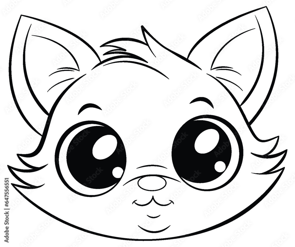 Coloring Page Outline of Cute Cat