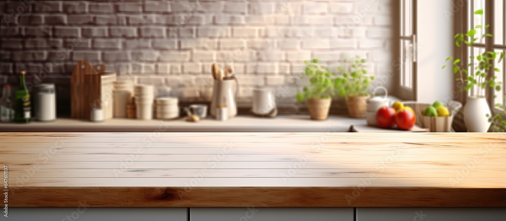 Blurry kitchen background on a table top