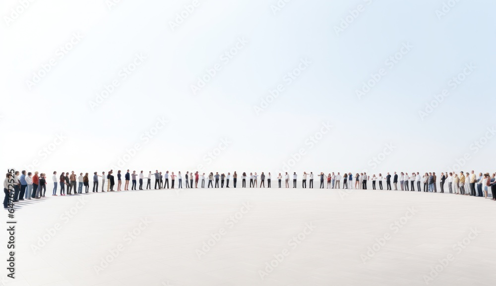 A crowd in the shape of an empty circle