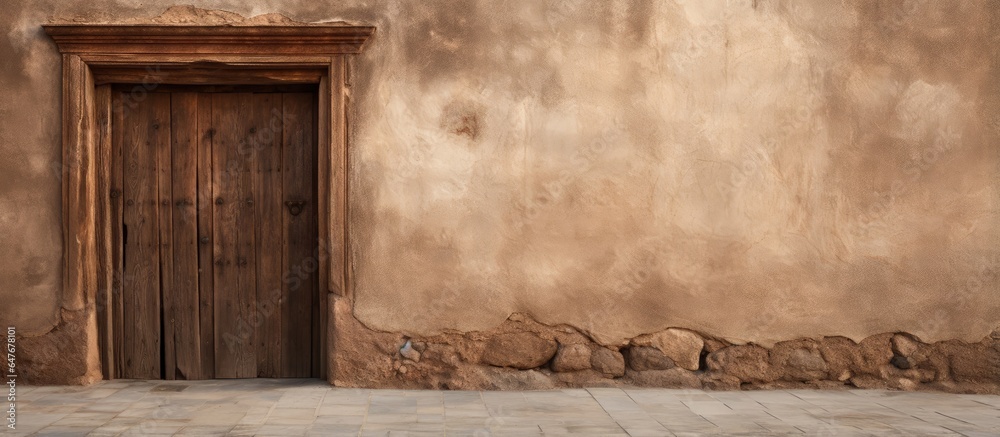 Aged wooden entrance and glass opening