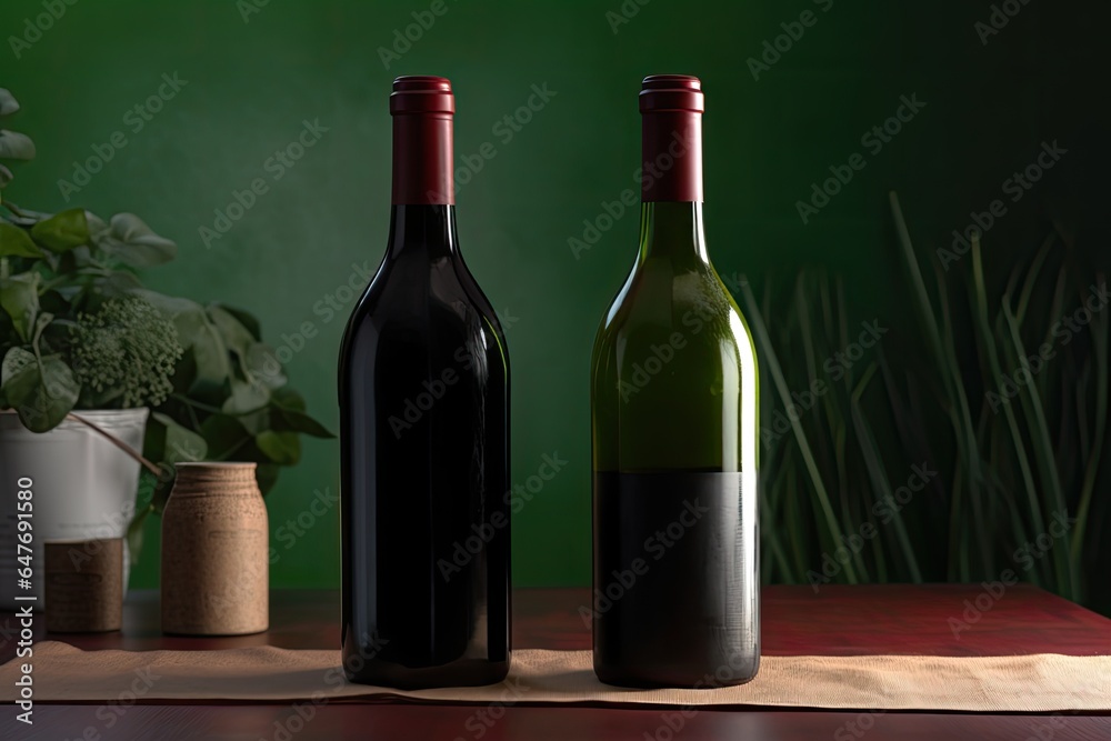 Bottles of red wine that represent the taste and luxury of fine wine in an elegant setting.