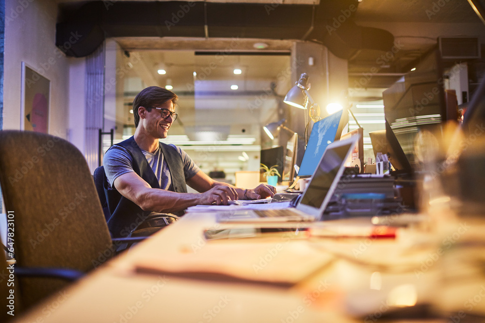 Young male architect working in a modern business office