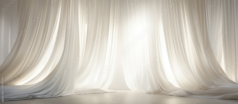 Peaceful and tranquil ambiance with sunlight streaming through closed cotton curtains