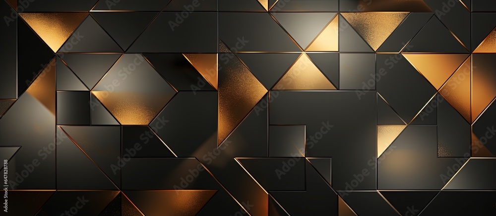 Luxurious and high quality geometric patterned illustration featuring gold textured tiles