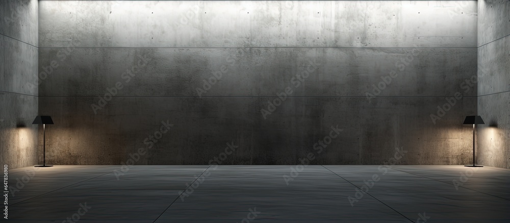 illustration of an architectural interior with a dark and empty concrete room