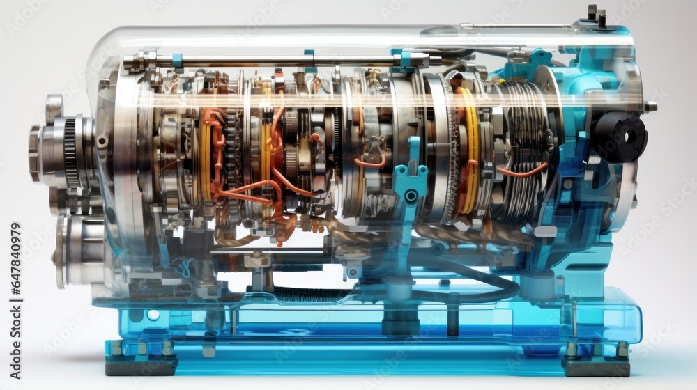 Cross-section of a car engine with traces of oil