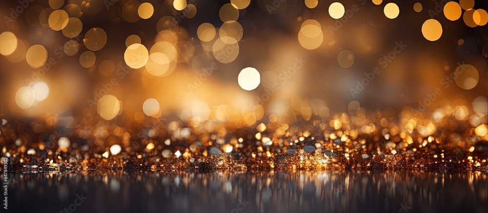 Gorgeous abstract gold glitter backdrop with bokeh elements