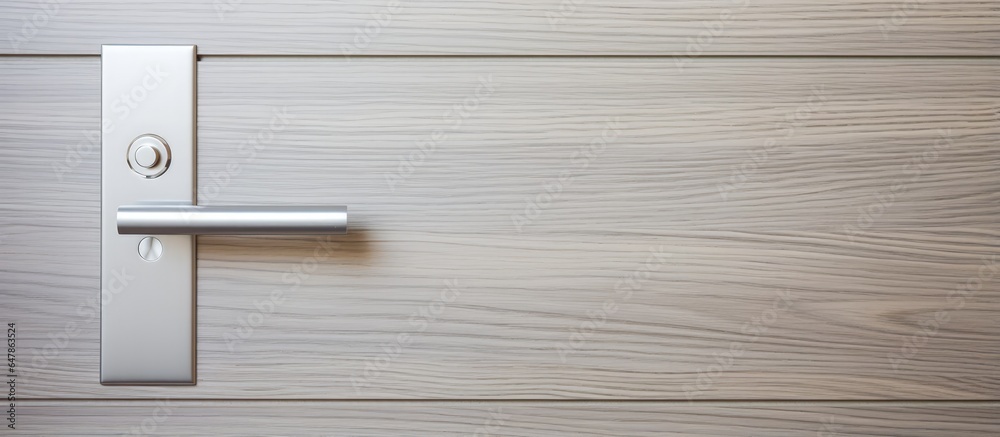 Contemporary stainless steel door handle on wooden doors