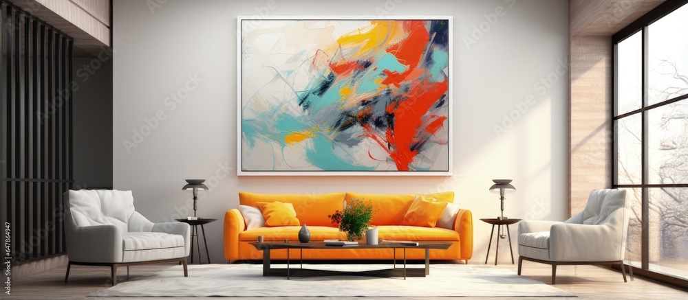 Modern living room interior with a blurred abstract effect