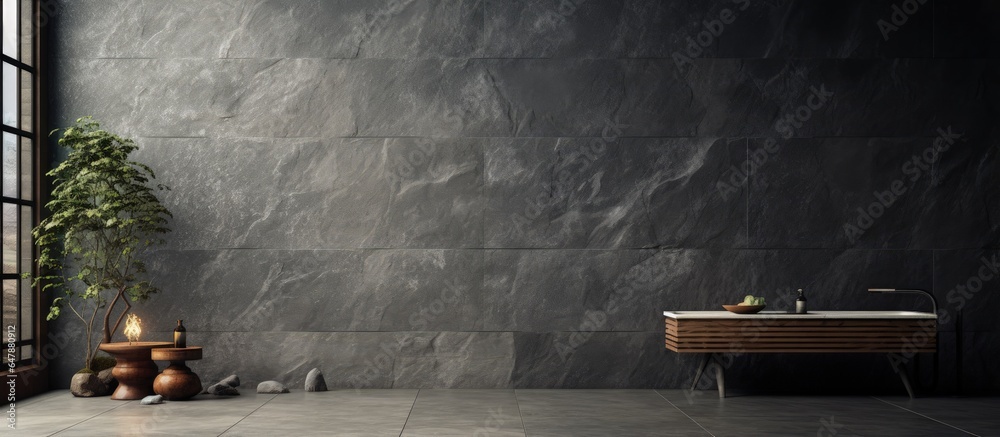 Grey stone tiles patterns on walls and floors