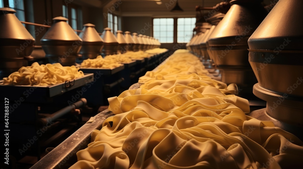 Fresh pasta drying on equipment.