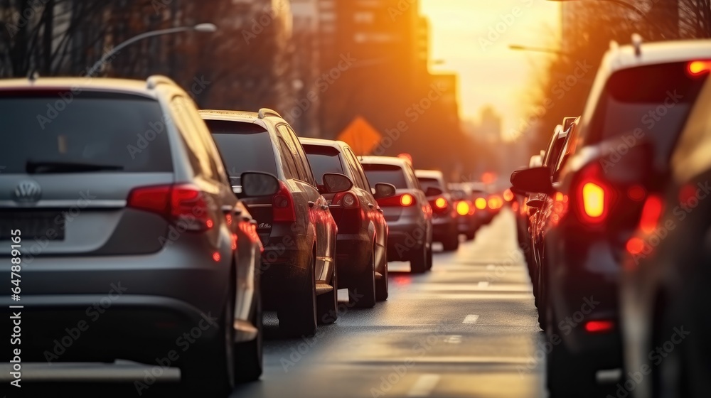 Traffic jam in the city.