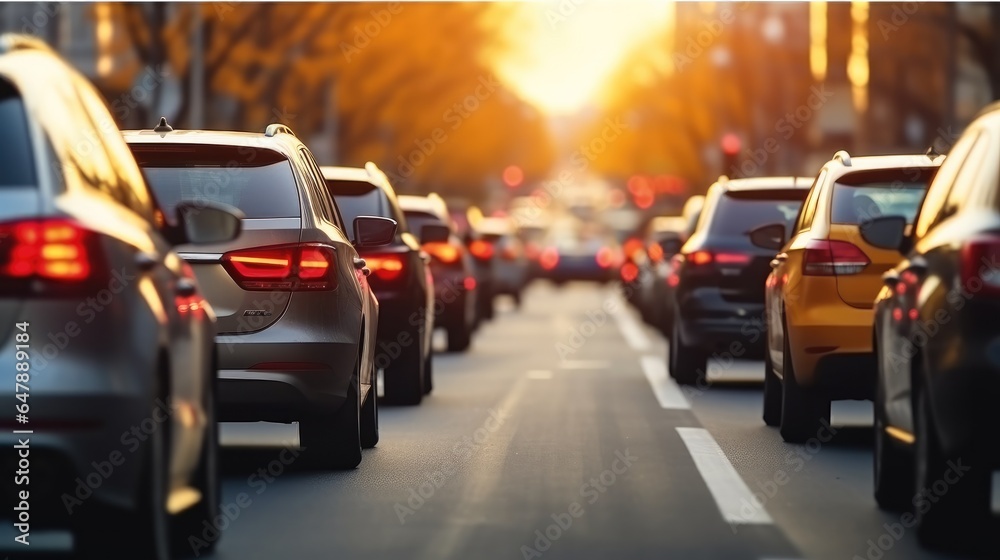 Traffic jam in the city.