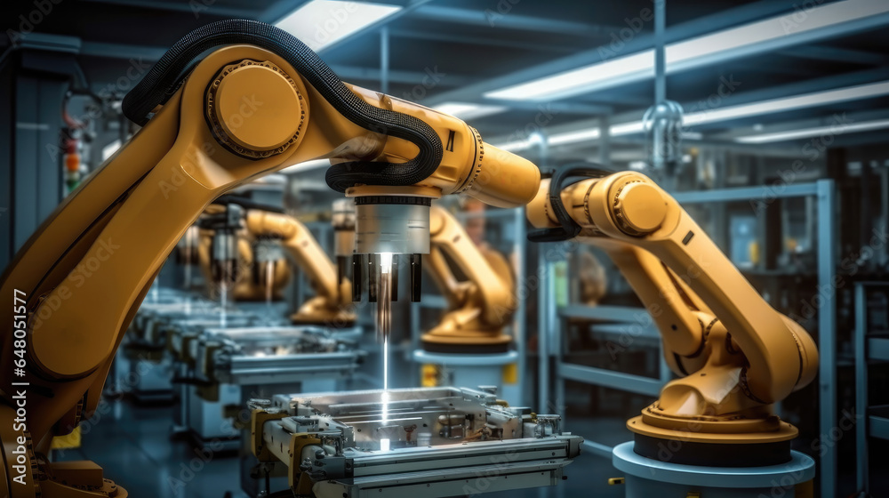 Robotic arm production lines, Industrial machinery.