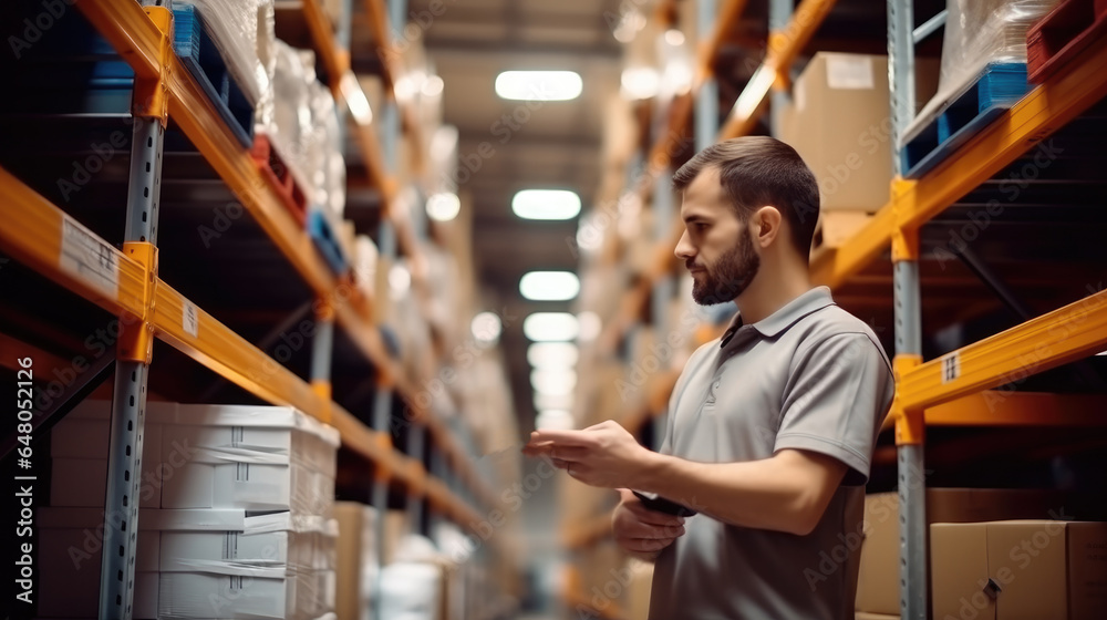 Warehouse worker working in logistics and distribution centers.