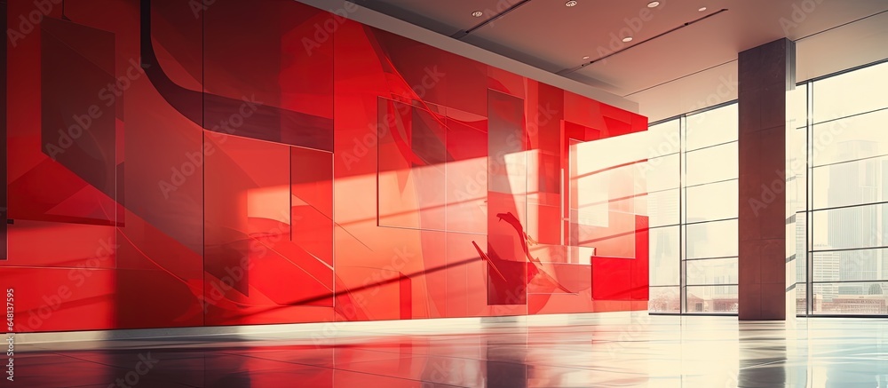 Red abstract fragment of the Vancouver luxury hotel s modern lobby shopping mall or business center interior design