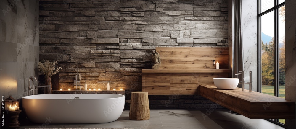 Wood and stone in contemporary bathroom design