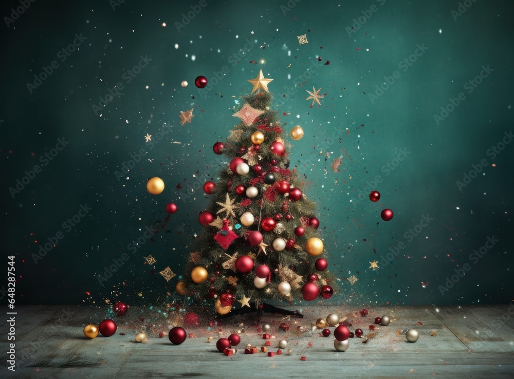 Holiday background with Christmas tree