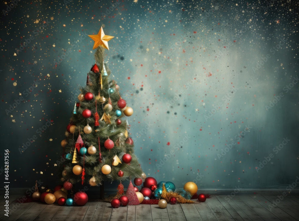 Holiday background with Christmas tree