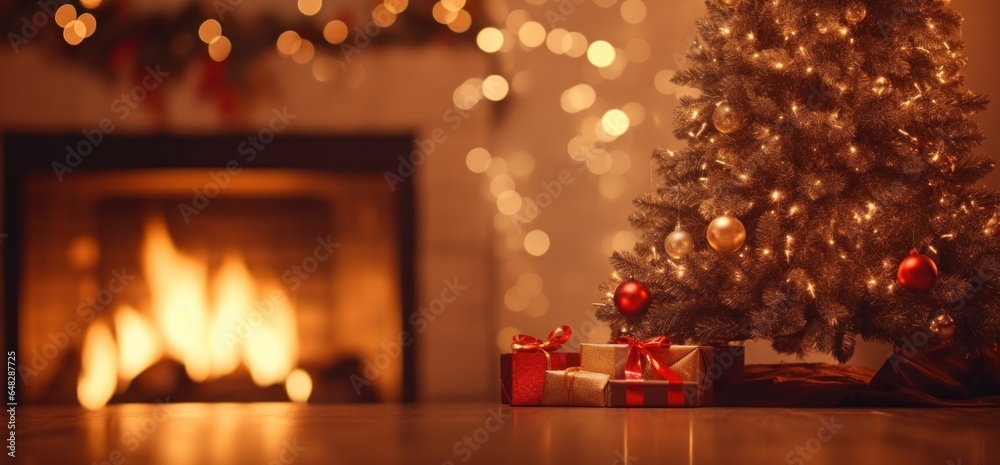 Christmas background with fireplace