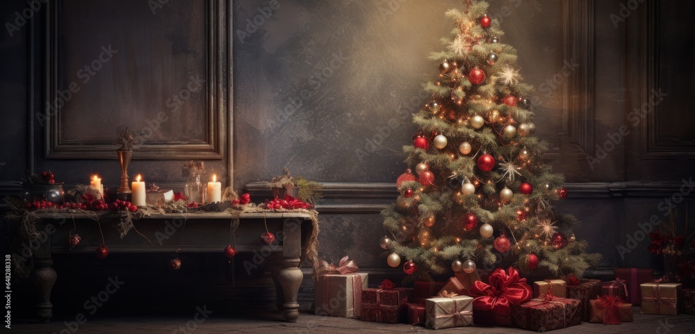 Holiday background with Christmas tree