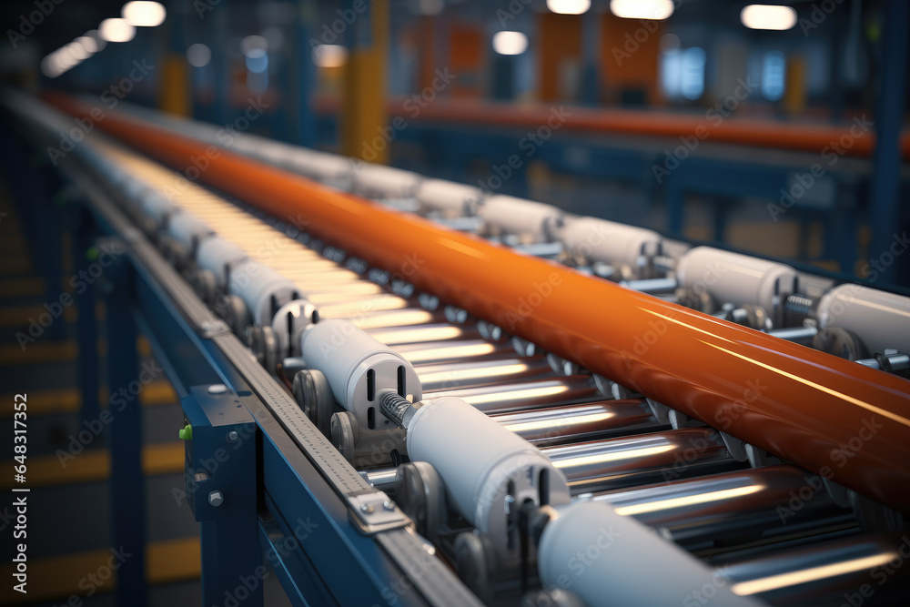 Conveyor rollers at factory.