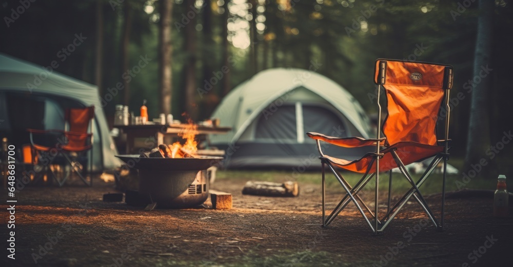 Camping chairs and tent