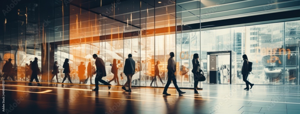 Blurred photo of people walking in a shopping mall