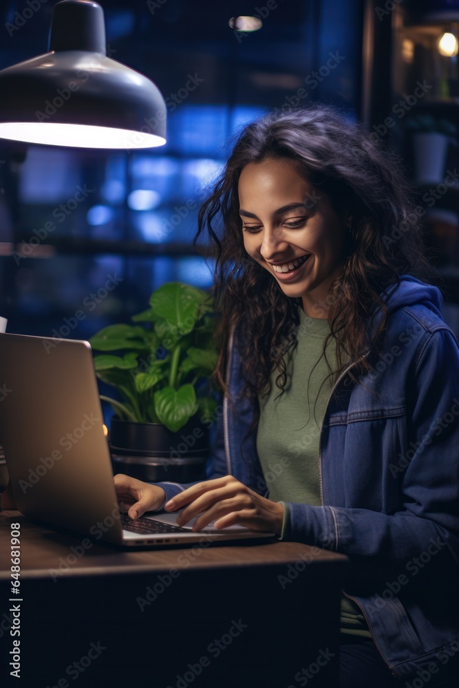 Young woman working with laptop