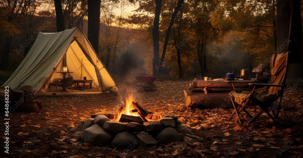 Camping chairs and tent