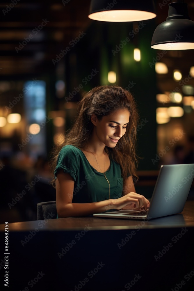 Young woman working with laptop