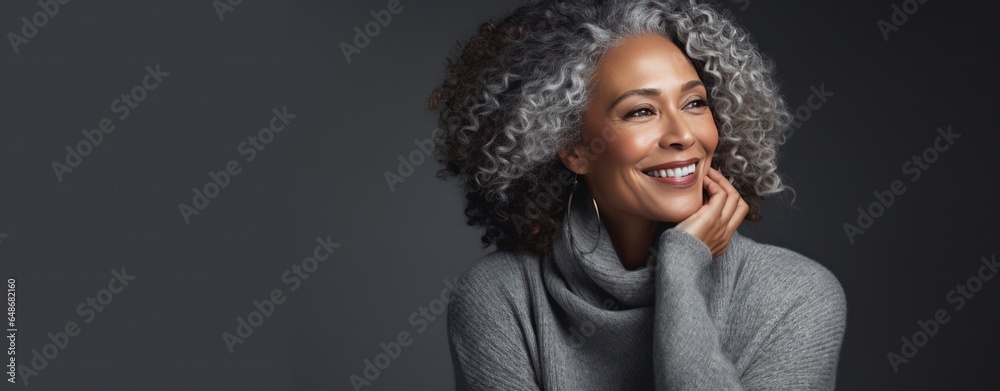 Beautiful old model woman smiling