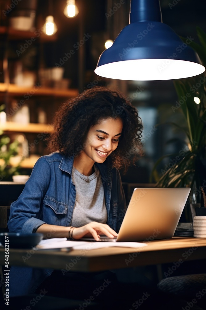 Young woman working with laptop