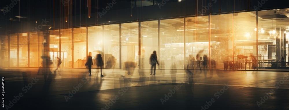 Blurred photo of people walking in a shopping mall