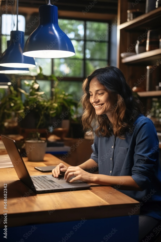 Young woman working with laptop