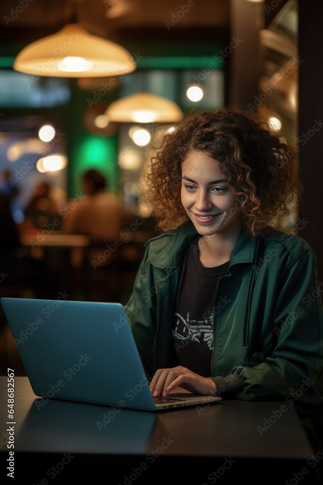 Young woman working with laptop