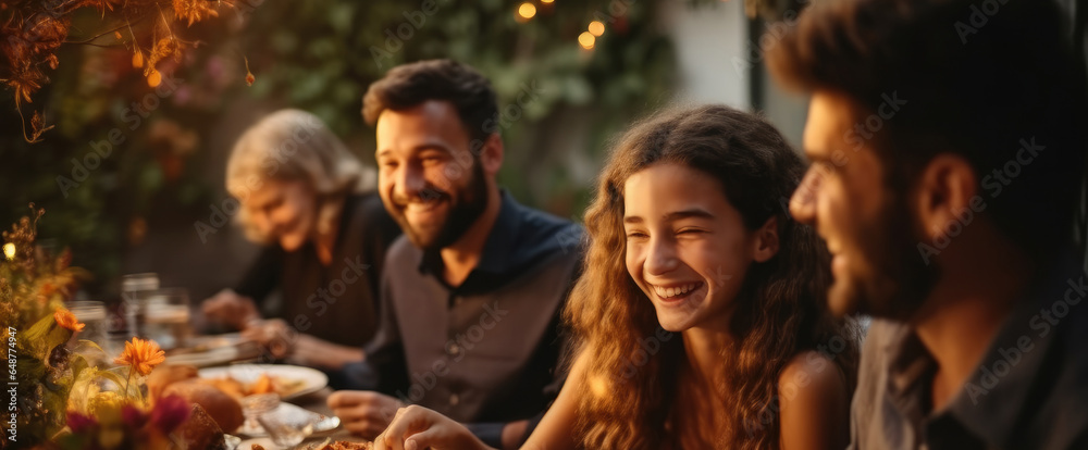 Families gathered for dinner.