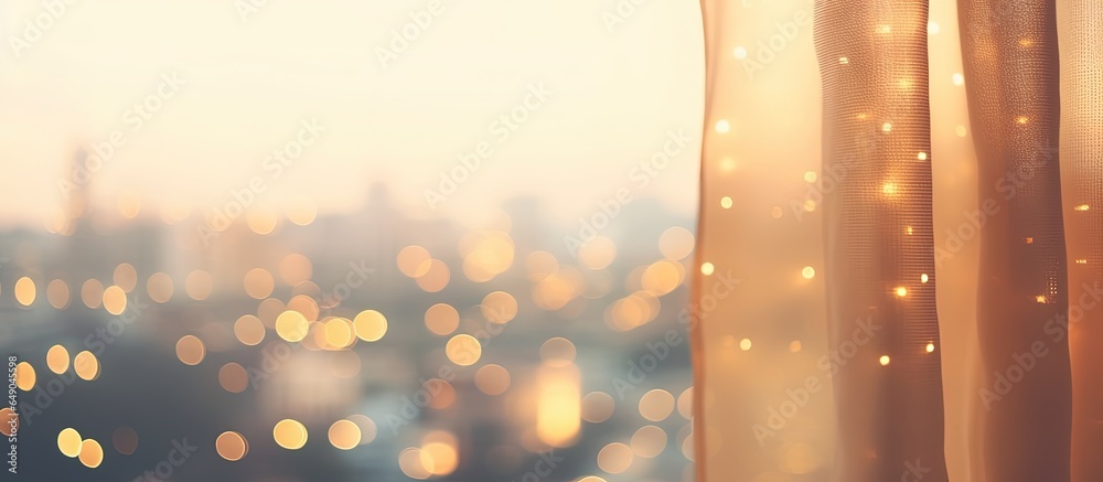 Blurred curtain and window with bokeh background