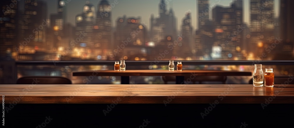 Blur restaurant background with table top