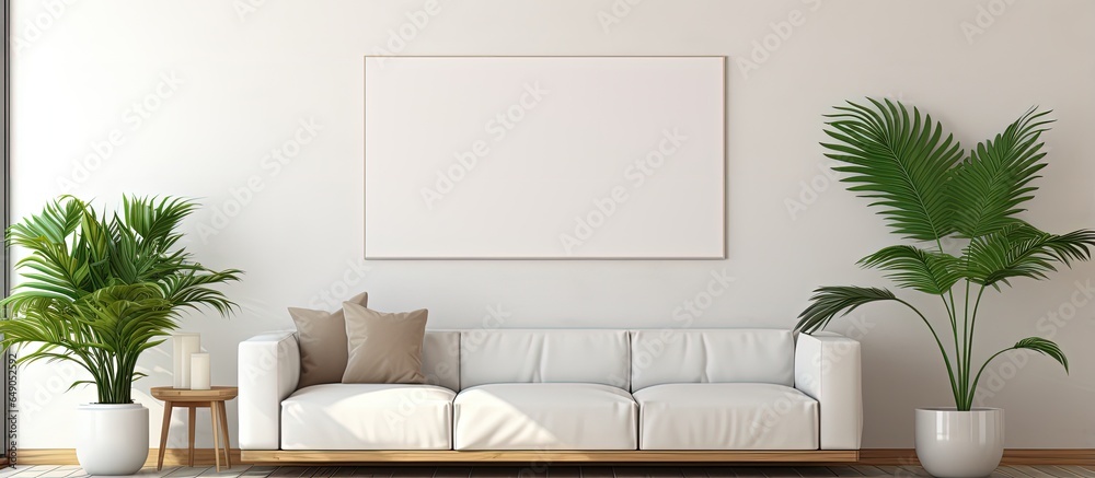 a contemporary interior with an empty frame