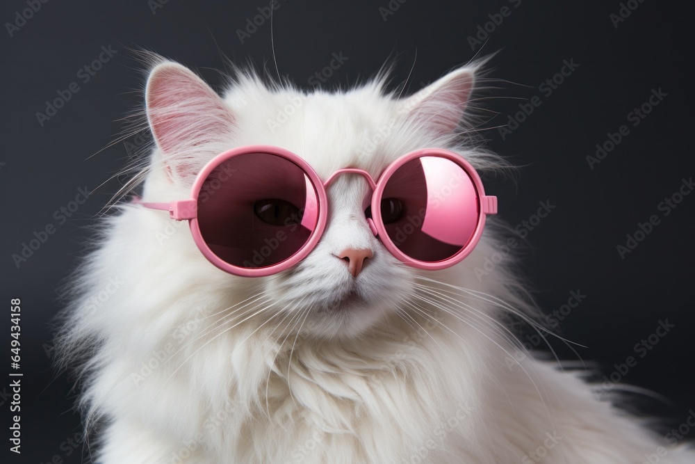 Cool cat in sunglasses on vivid background