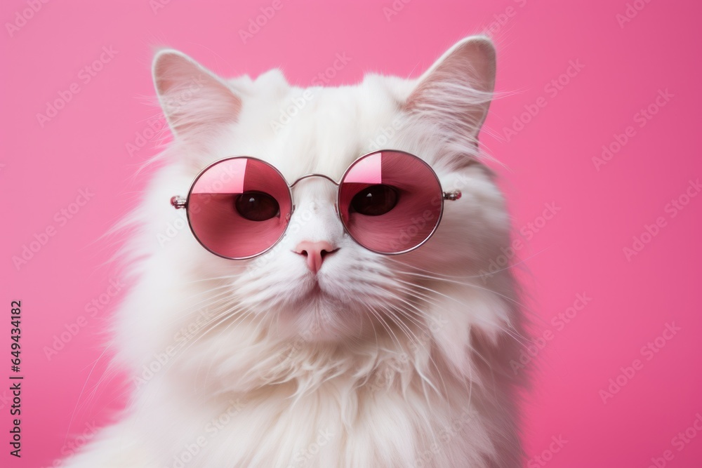 Cool cat in sunglasses on vivid background